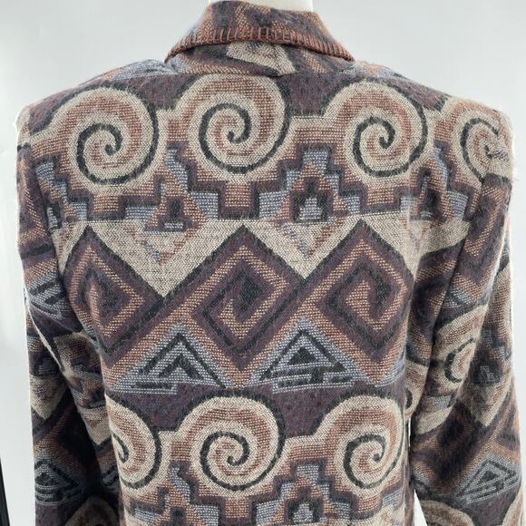 David Paul New York Vintage 80s Brown Aztec Ethnic Soft Flannel Retro Blazer M - Picture 6 of 13